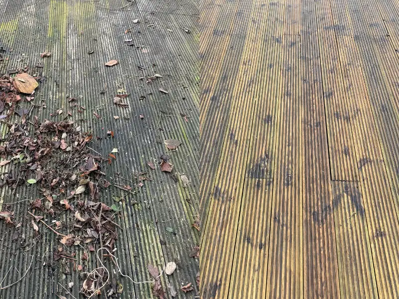 Cleaned timber decking
