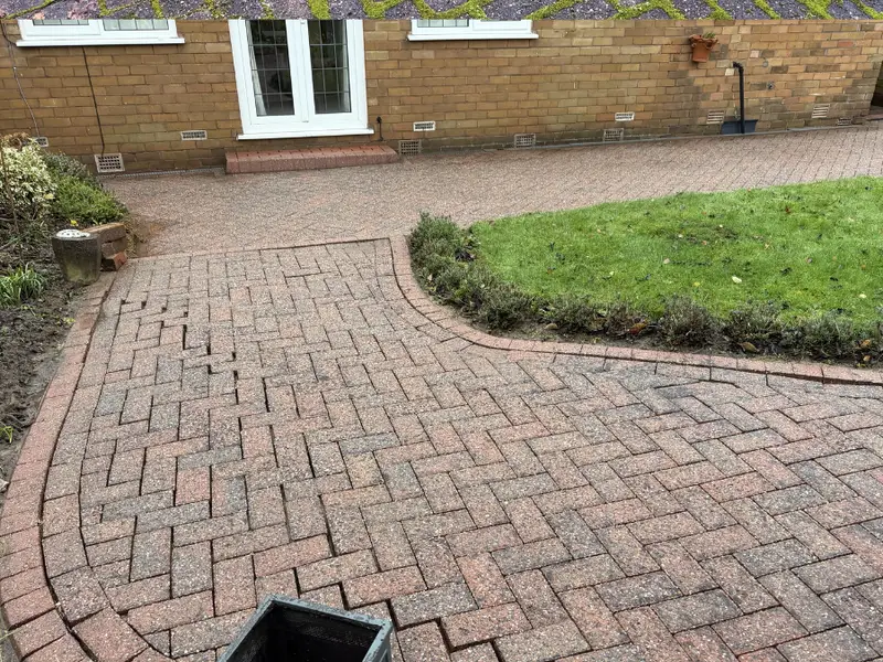 Cleaned block paved driveway