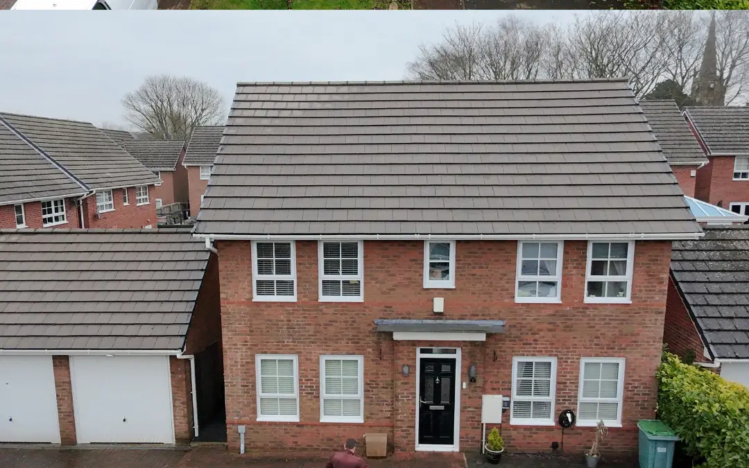 The same elevation after washing, render and roofline clean